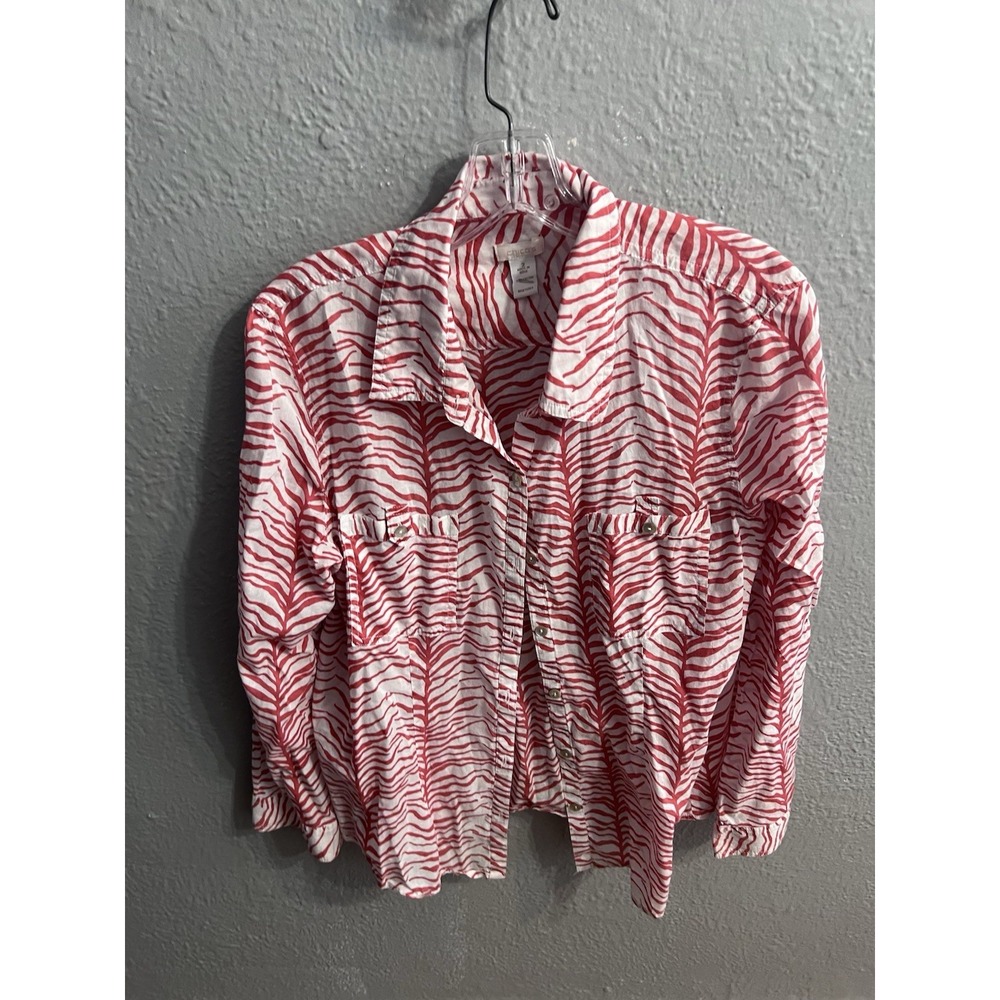 Chicos Shirt Button Down Long Sleeve Shirt Size 2 Women